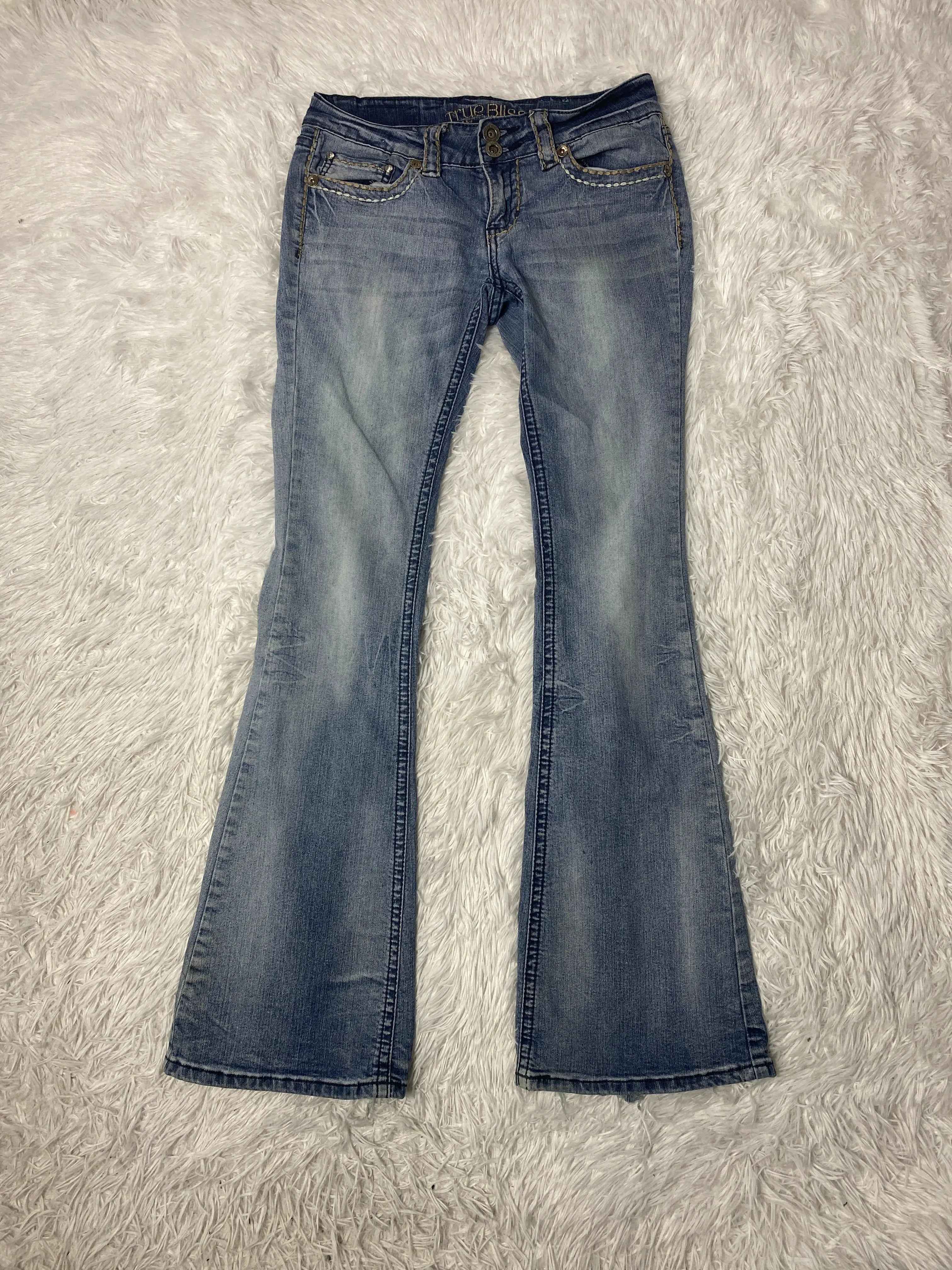 Embroidered Y2K Flared Denim Jeans (Grösse-S)