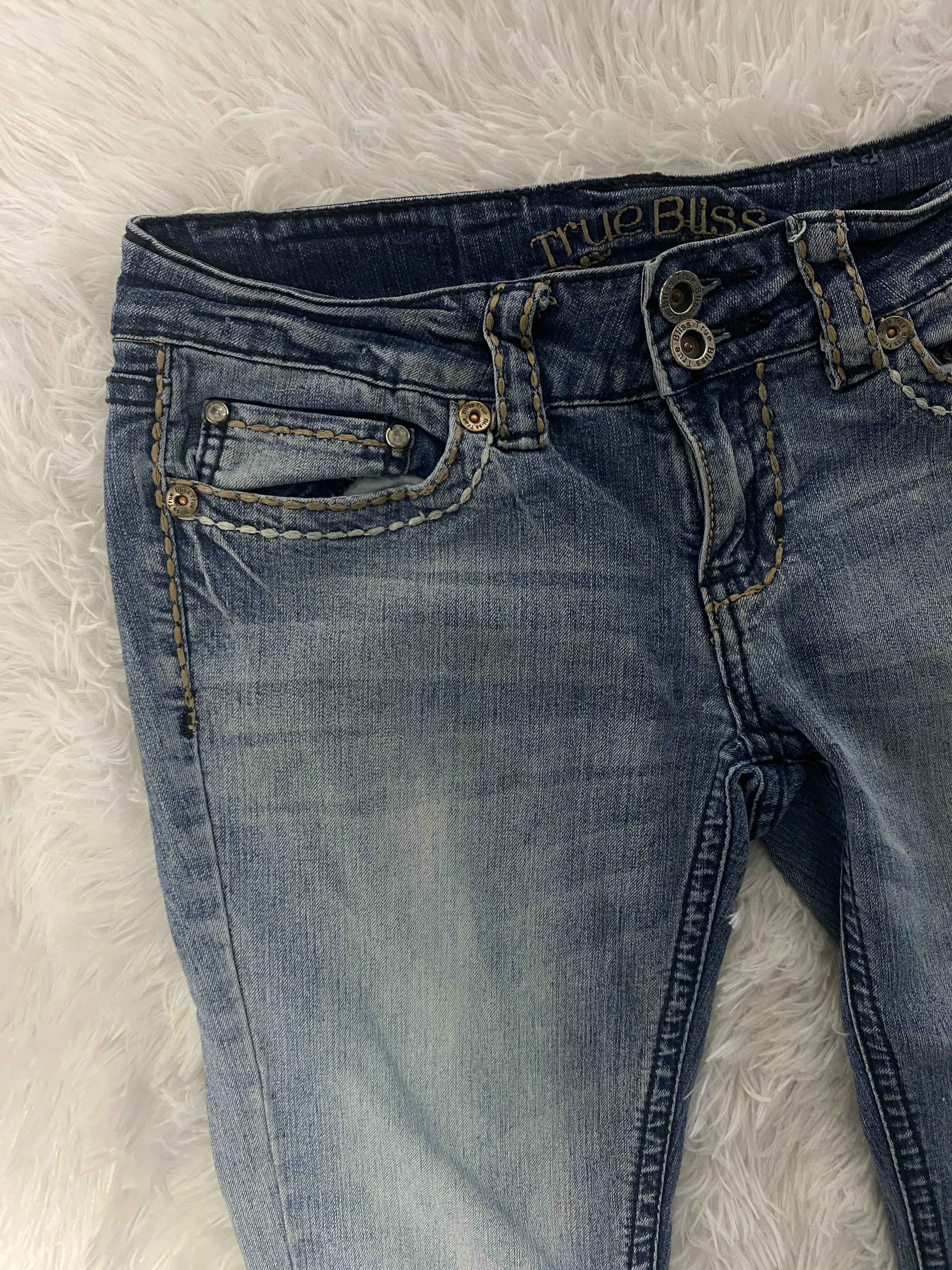 Embroidered Y2K Flared Denim Jeans (Grösse-S)