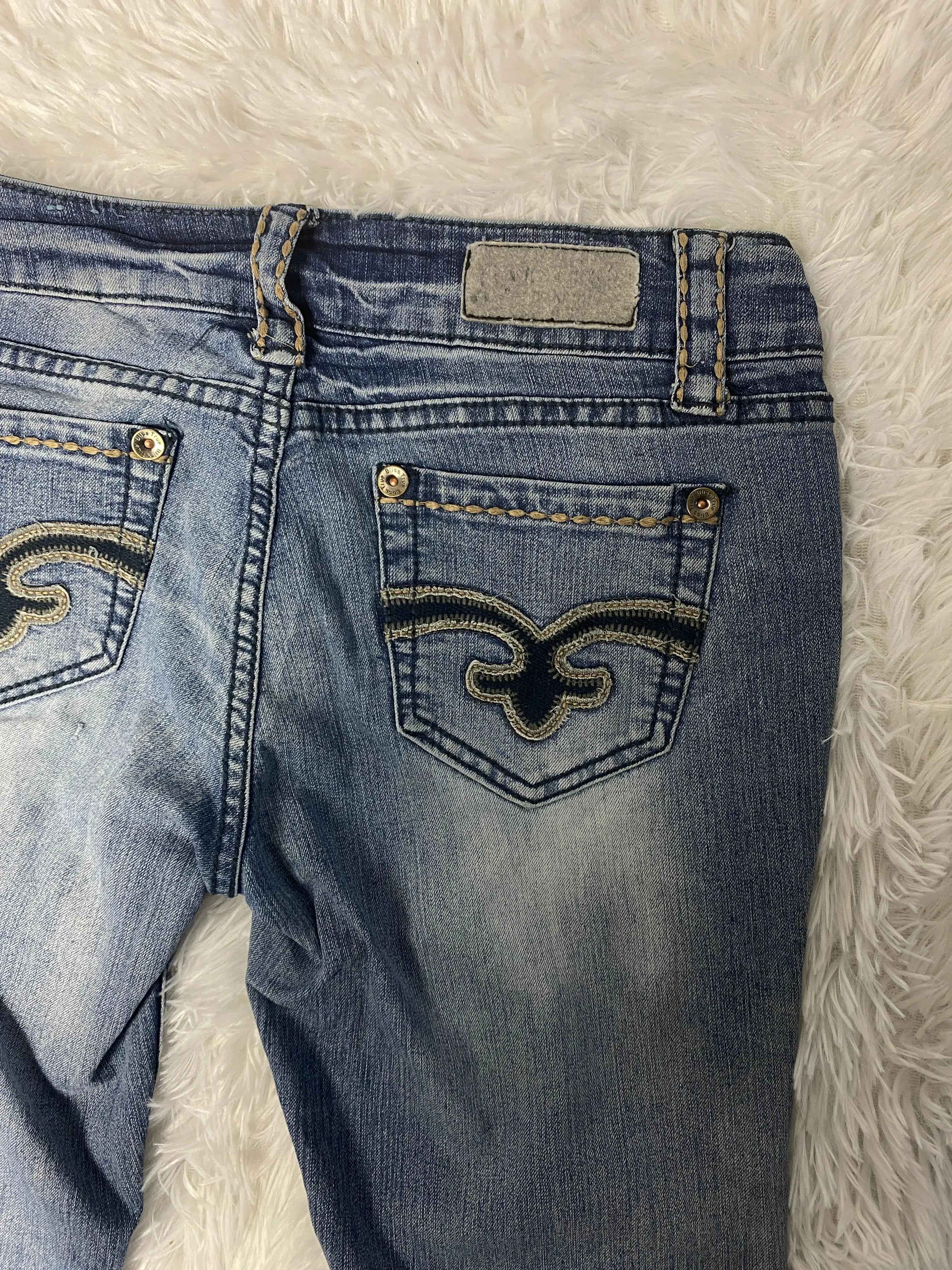 Embroidered Y2K Flared Denim Jeans (Grösse-S)
