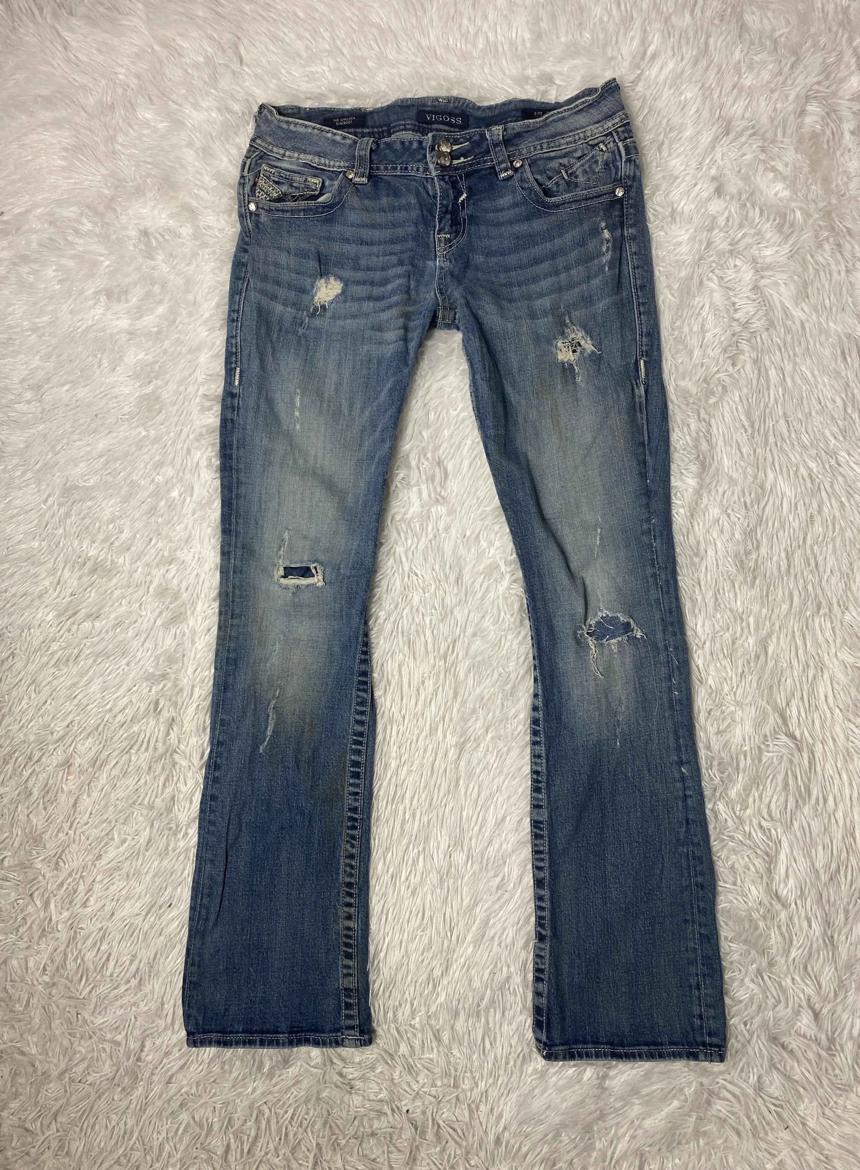 Embroidered Y2K Flared Denim Jeans (Grösse-M)