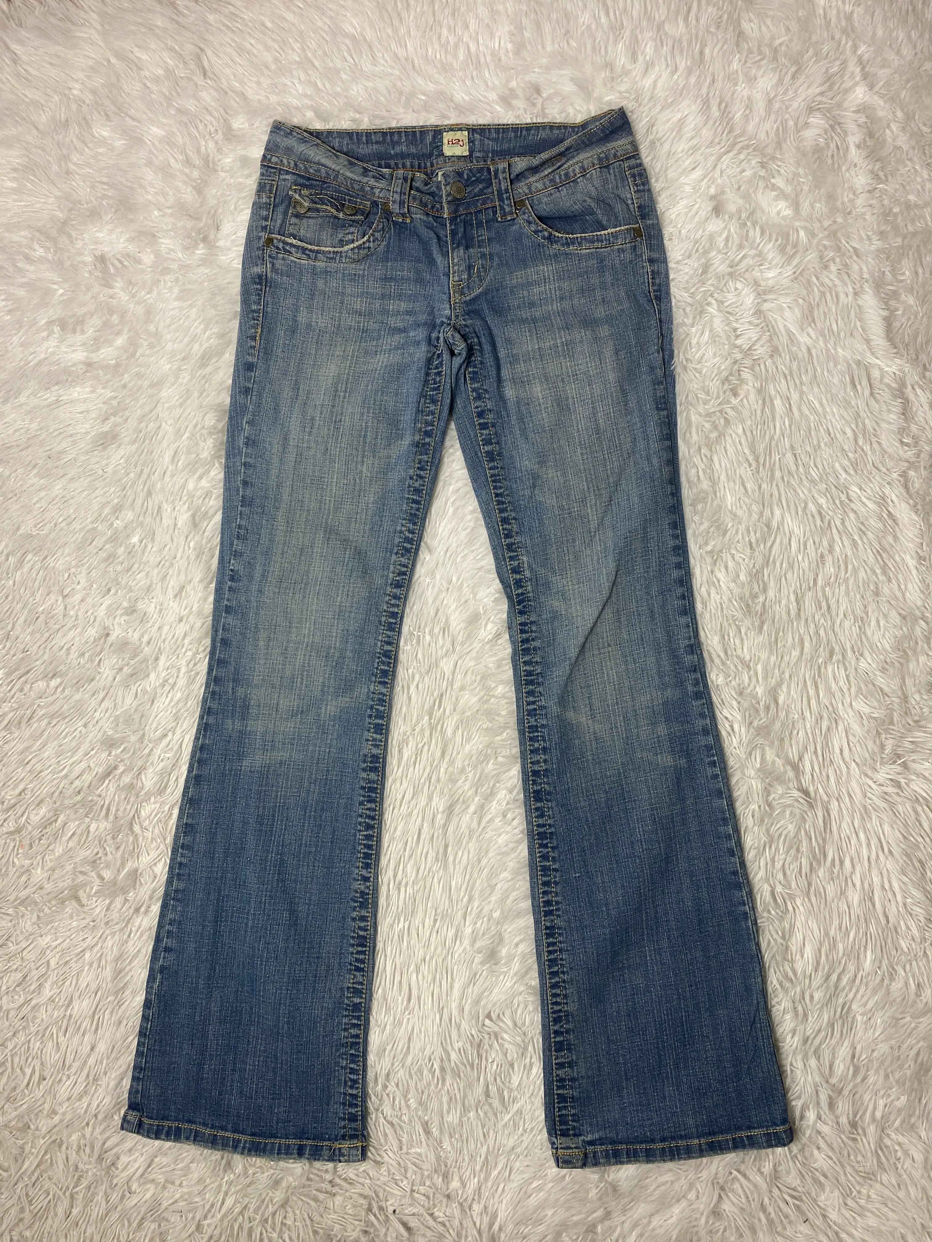 H2J Embroidered Y2K Flared Denim Jeans (Grösse-S)