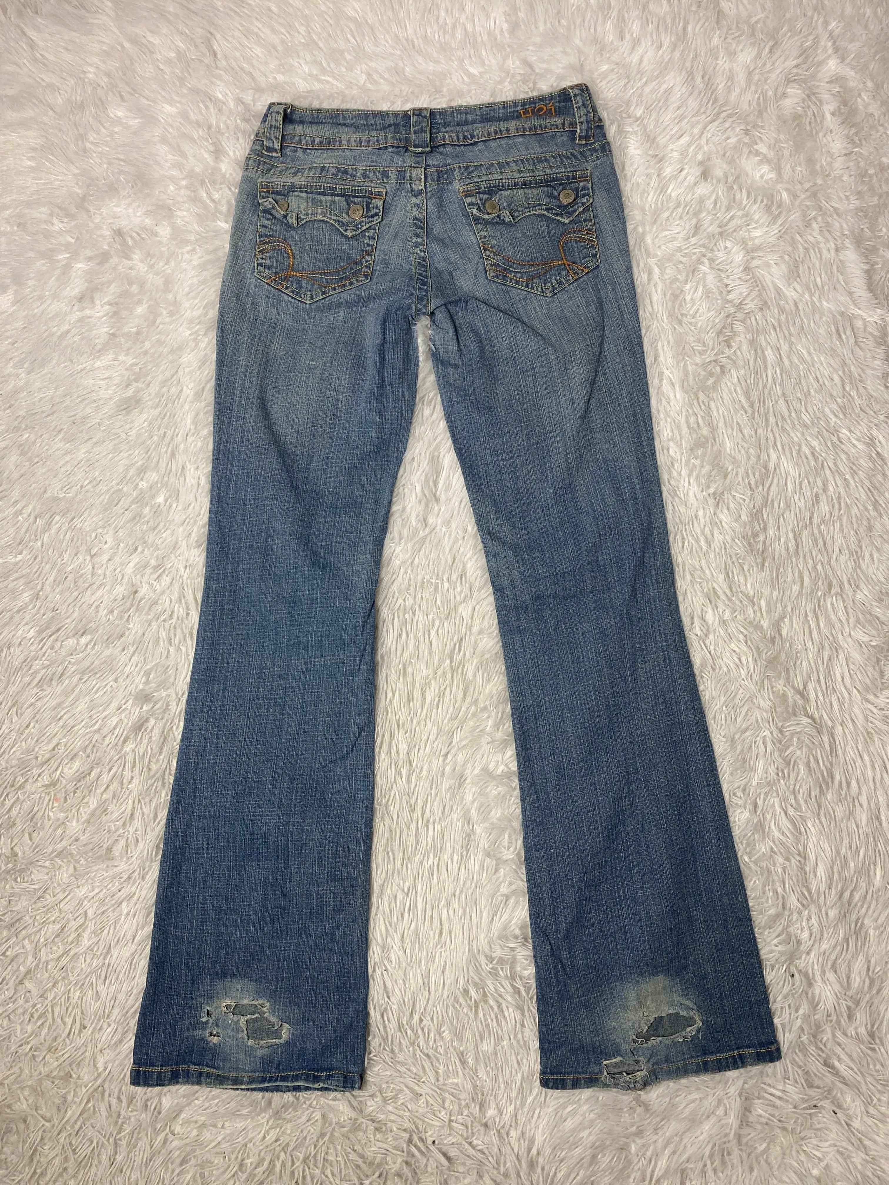 H2J Embroidered Y2K Flared Denim Jeans (Grösse-S)