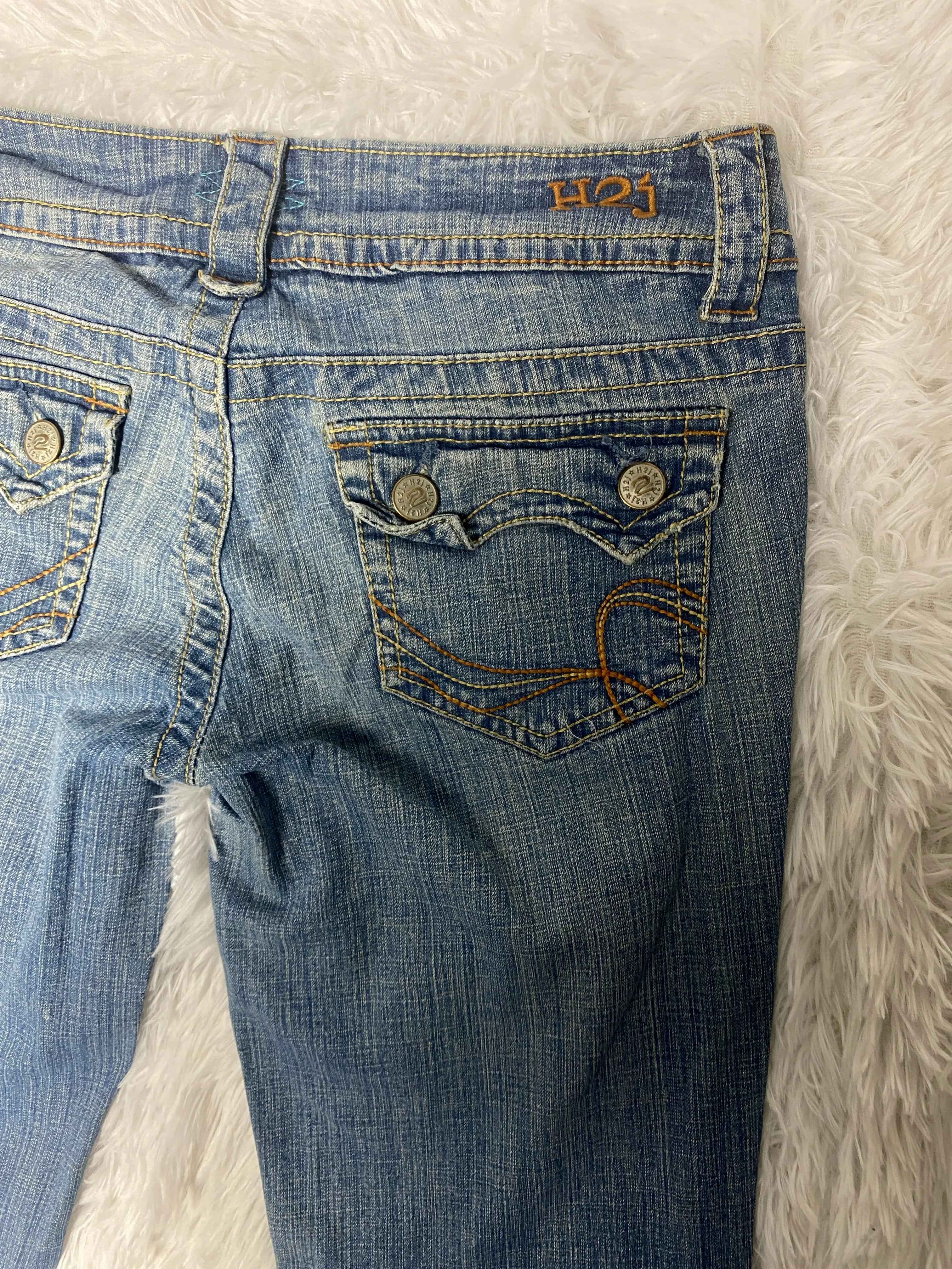 H2J Embroidered Y2K Flared Denim Jeans (Grösse-S)