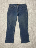 Embroidered Y2K Flared Denim Jeans (Grösse-M)