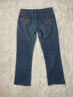 Embroidered Y2K Flared Denim Jeans (Grösse-M)