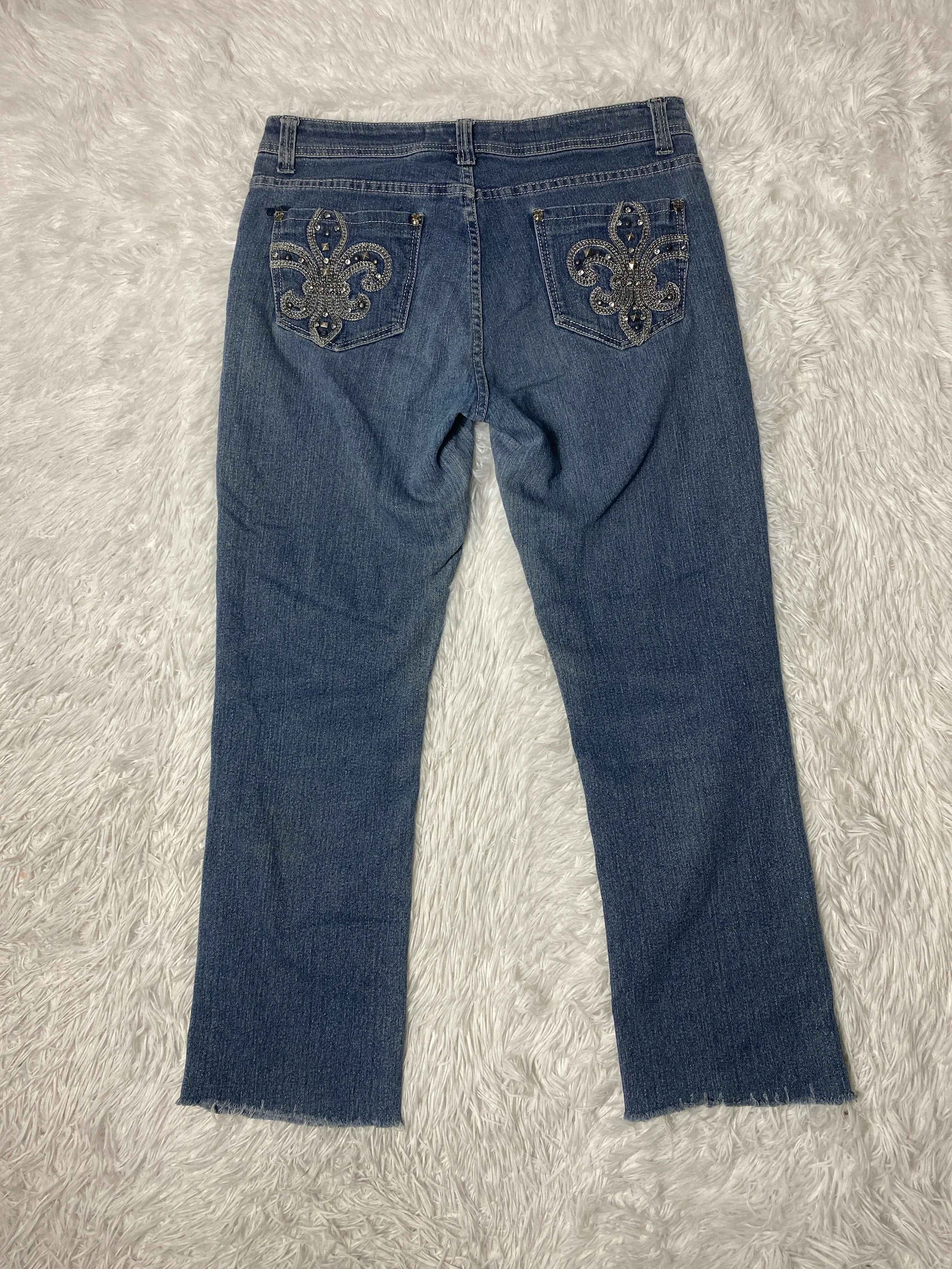 Embroidered Y2K Flared Denim Jeans (Grösse-M)