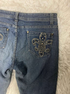 Embroidered Y2K Flared Denim Jeans (Grösse-M)