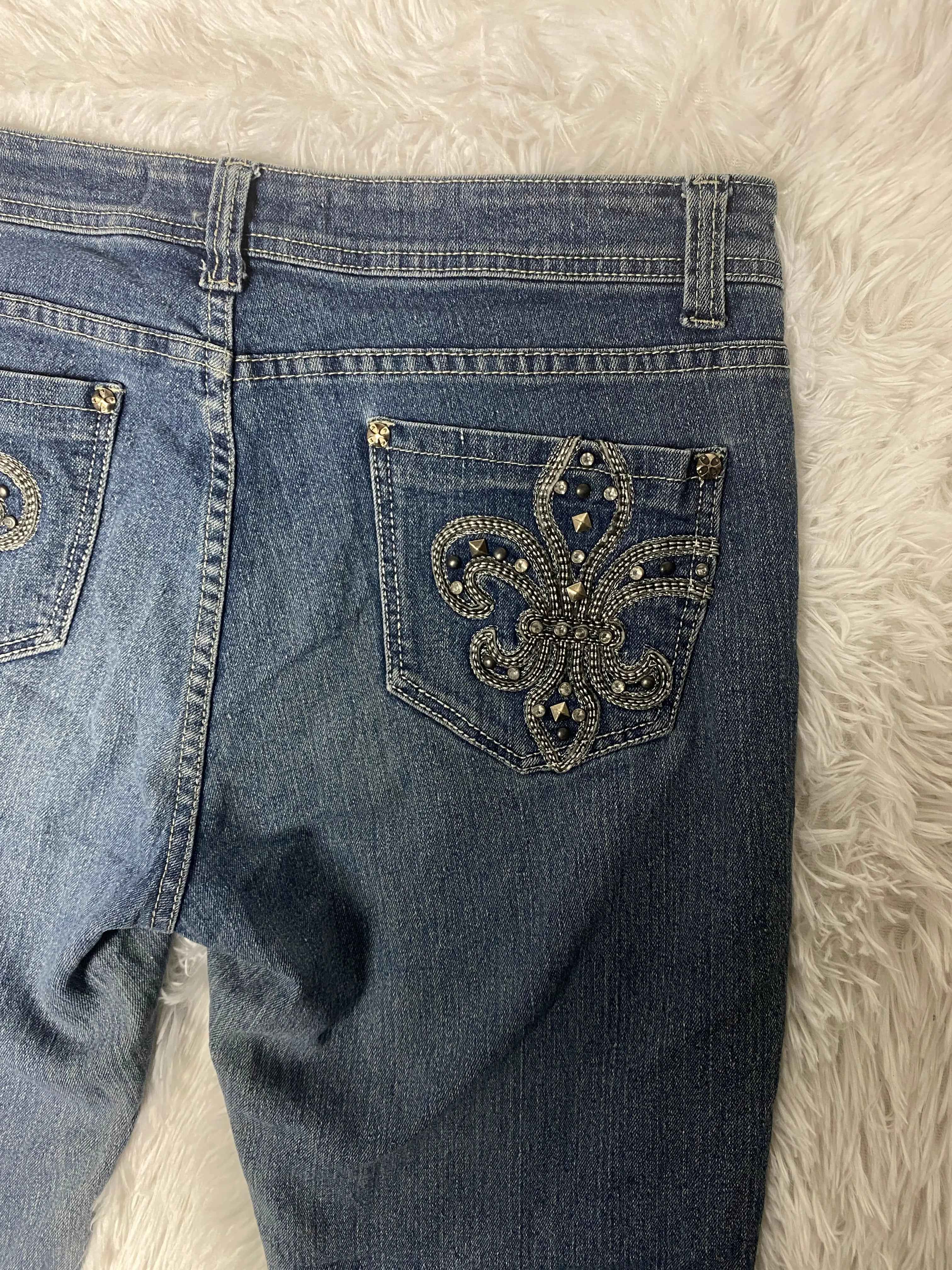 Embroidered Y2K Flared Denim Jeans (Grösse-M)
