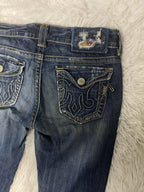 Embroidered Y2K Flared Denim Jeans (Grösse-S)