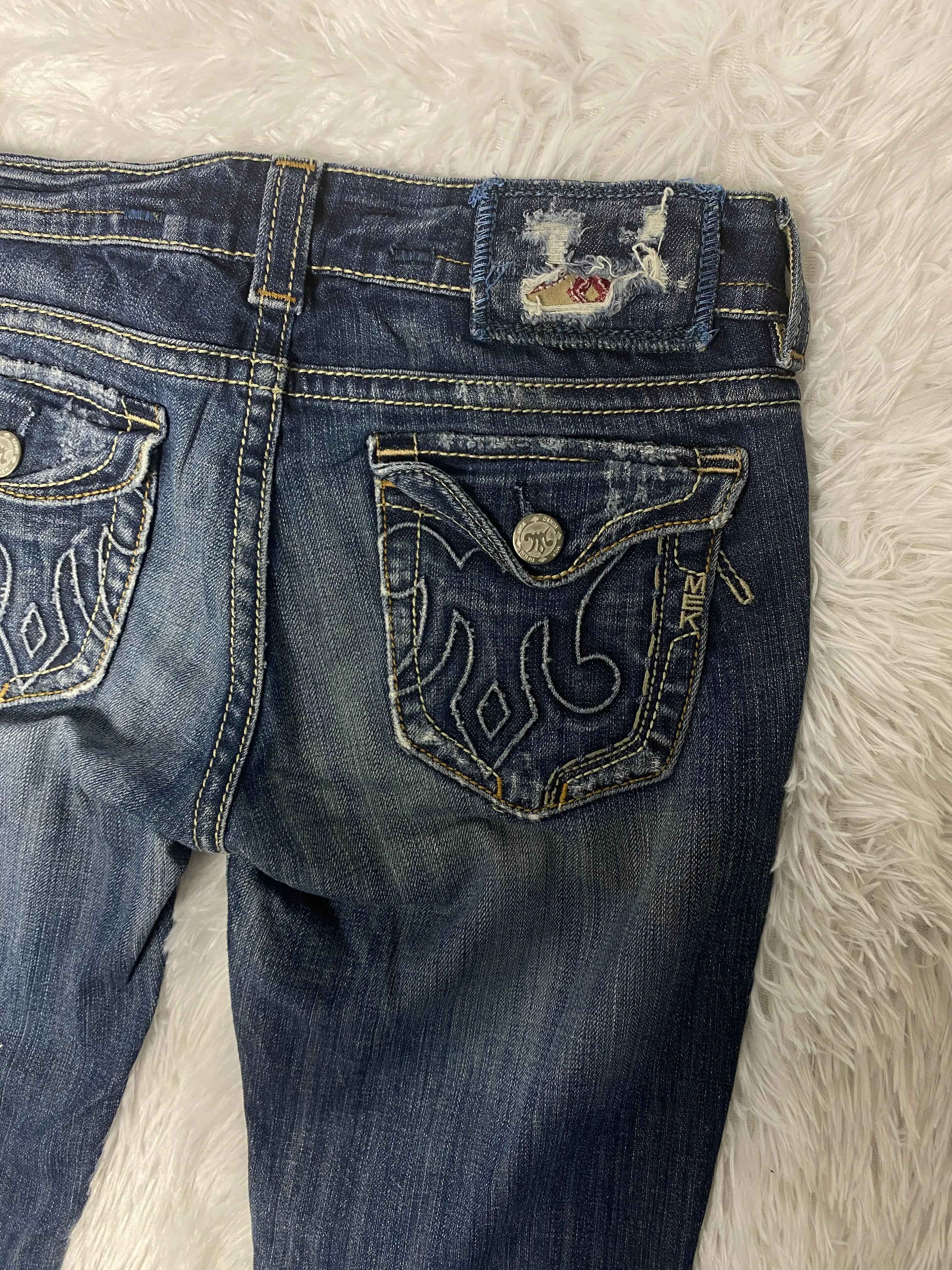 Embroidered Y2K Flared Denim Jeans (Grösse-S)