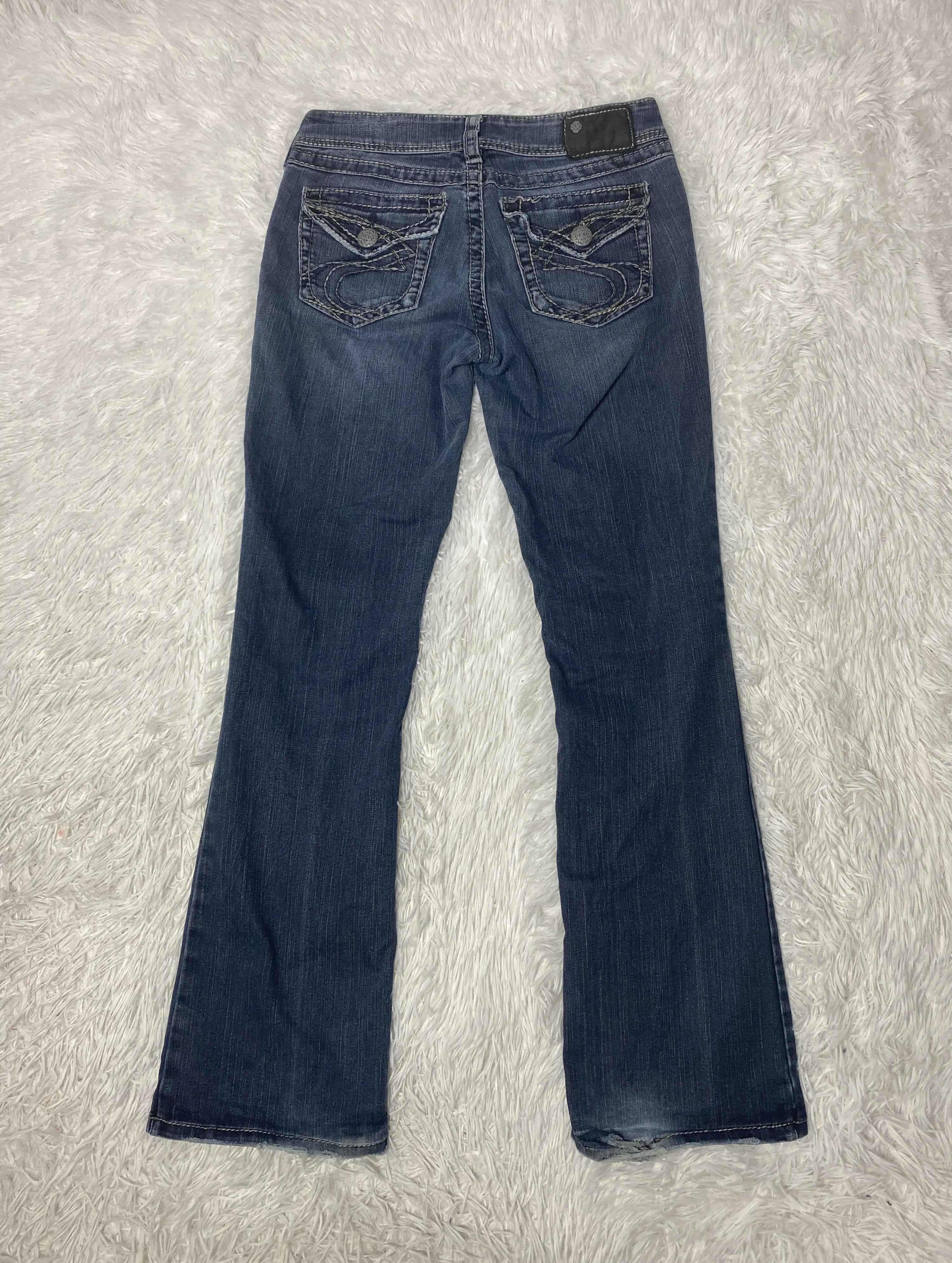 Embroidered Y2K Flared Denim Jeans (Grösse-S)