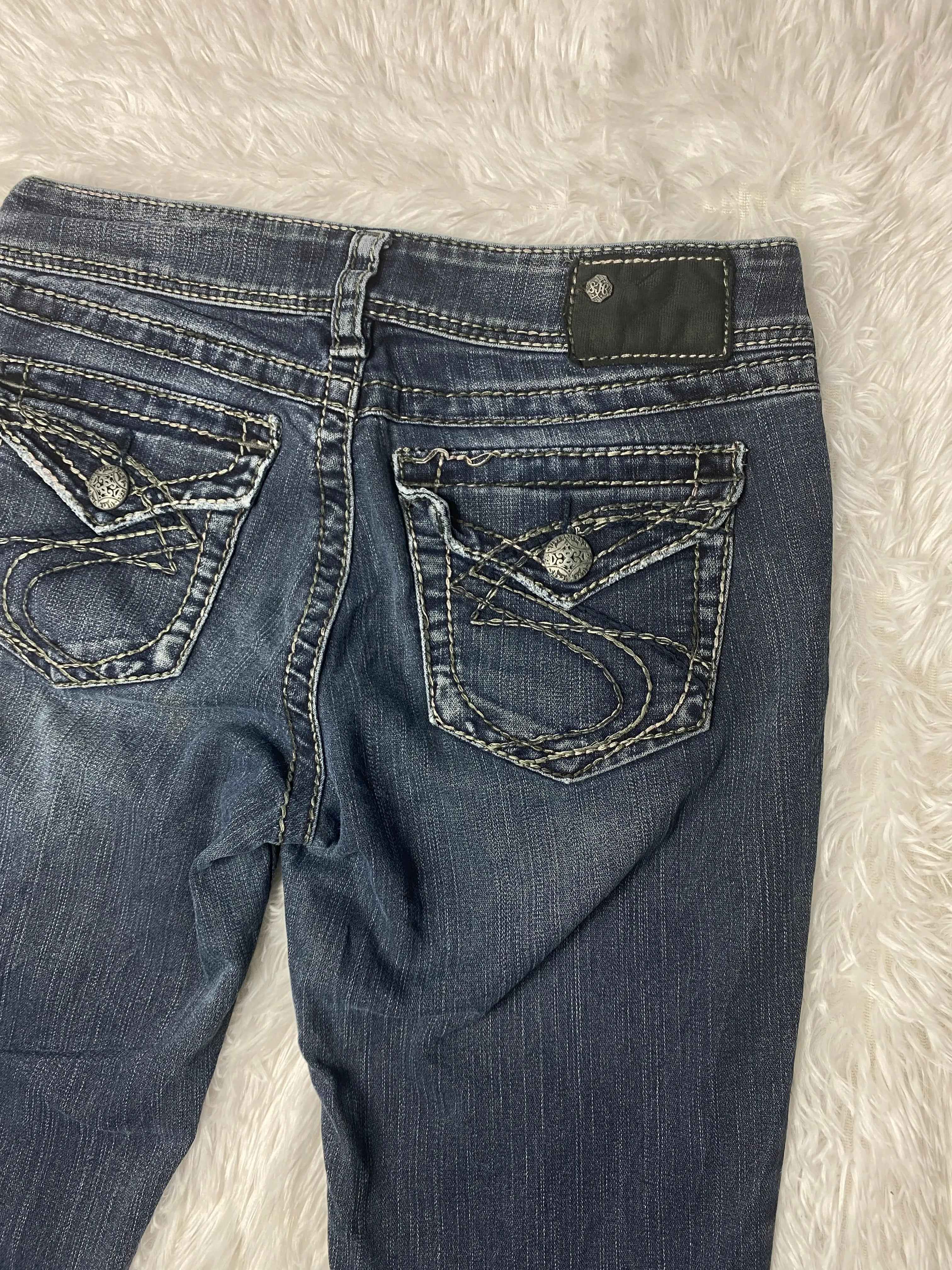 Embroidered Y2K Flared Denim Jeans (Grösse-S)