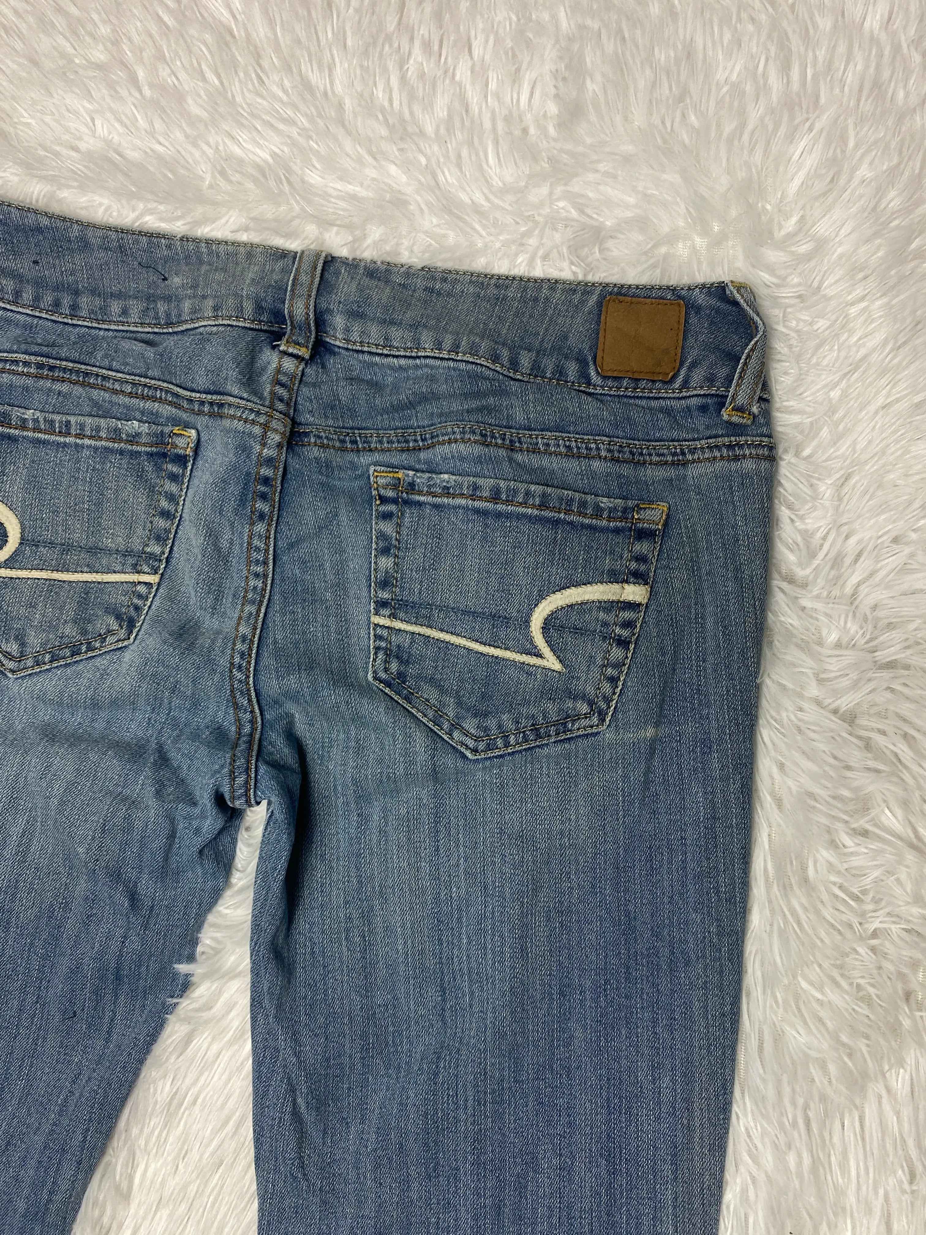 Embroidered Y2K Flared Denim Jeans (Grösse-M)
