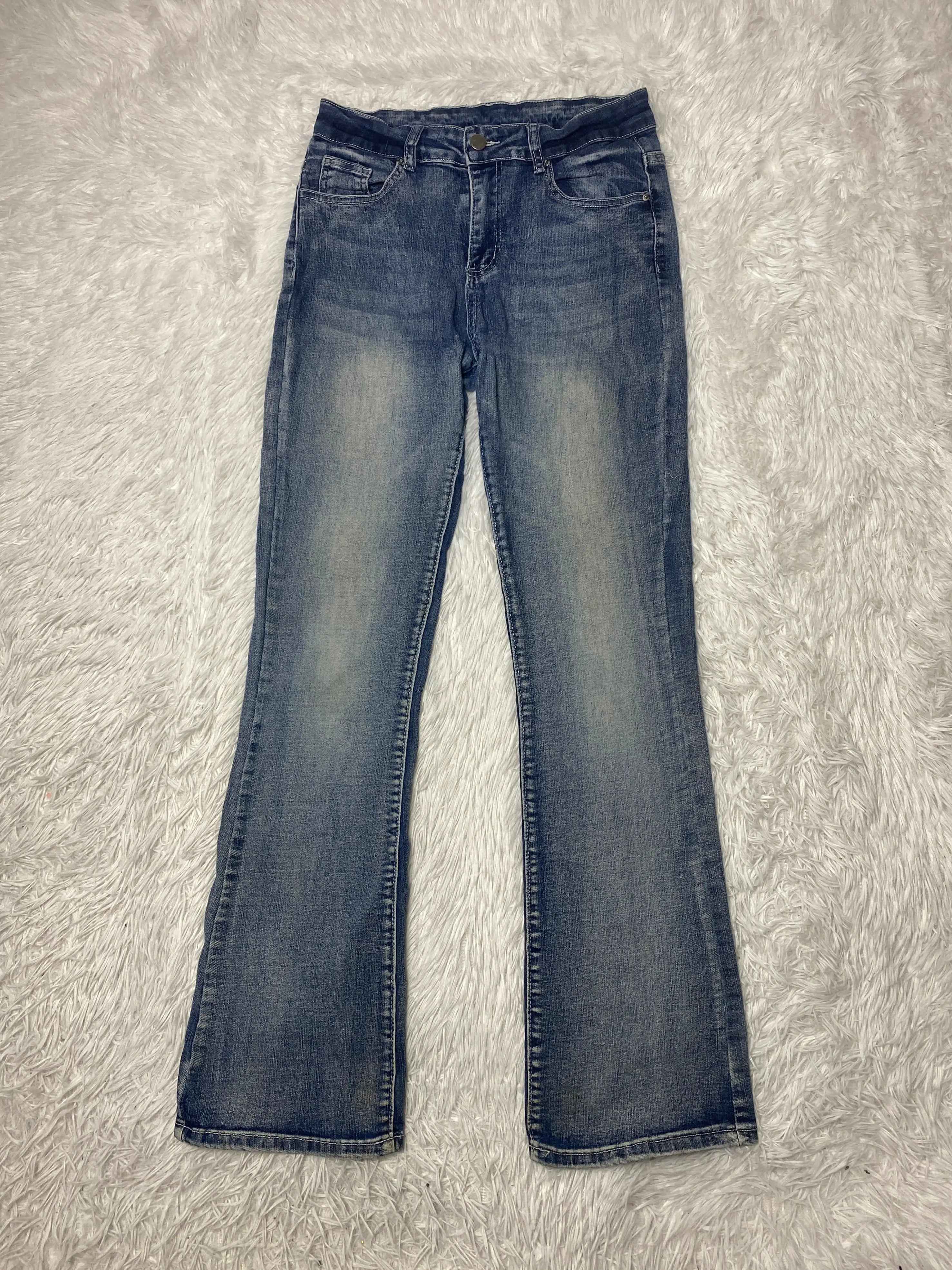 Embroidered Y2K Flared Denim Jeans (Grösse-XS)