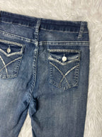 Embroidered Y2K Flared Denim Jeans (Grösse-XS)