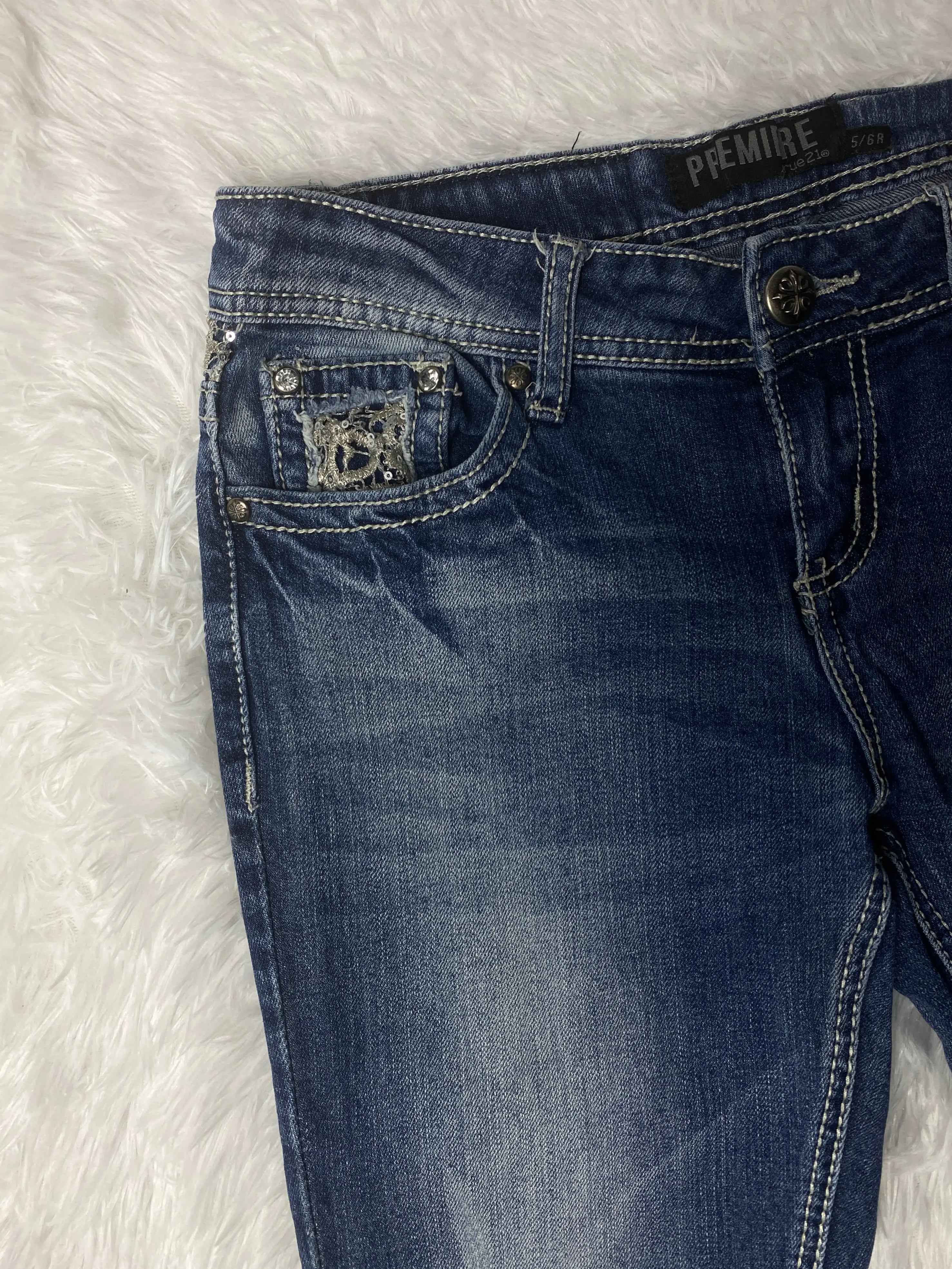 Embroidered Y2K Flared Denim Jeans (Grösse-S)