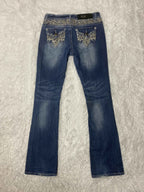 Embroidered Y2K Flared Denim Jeans (Grösse-S)