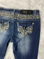 Embroidered Y2K Flared Denim Jeans (Grösse-S)
