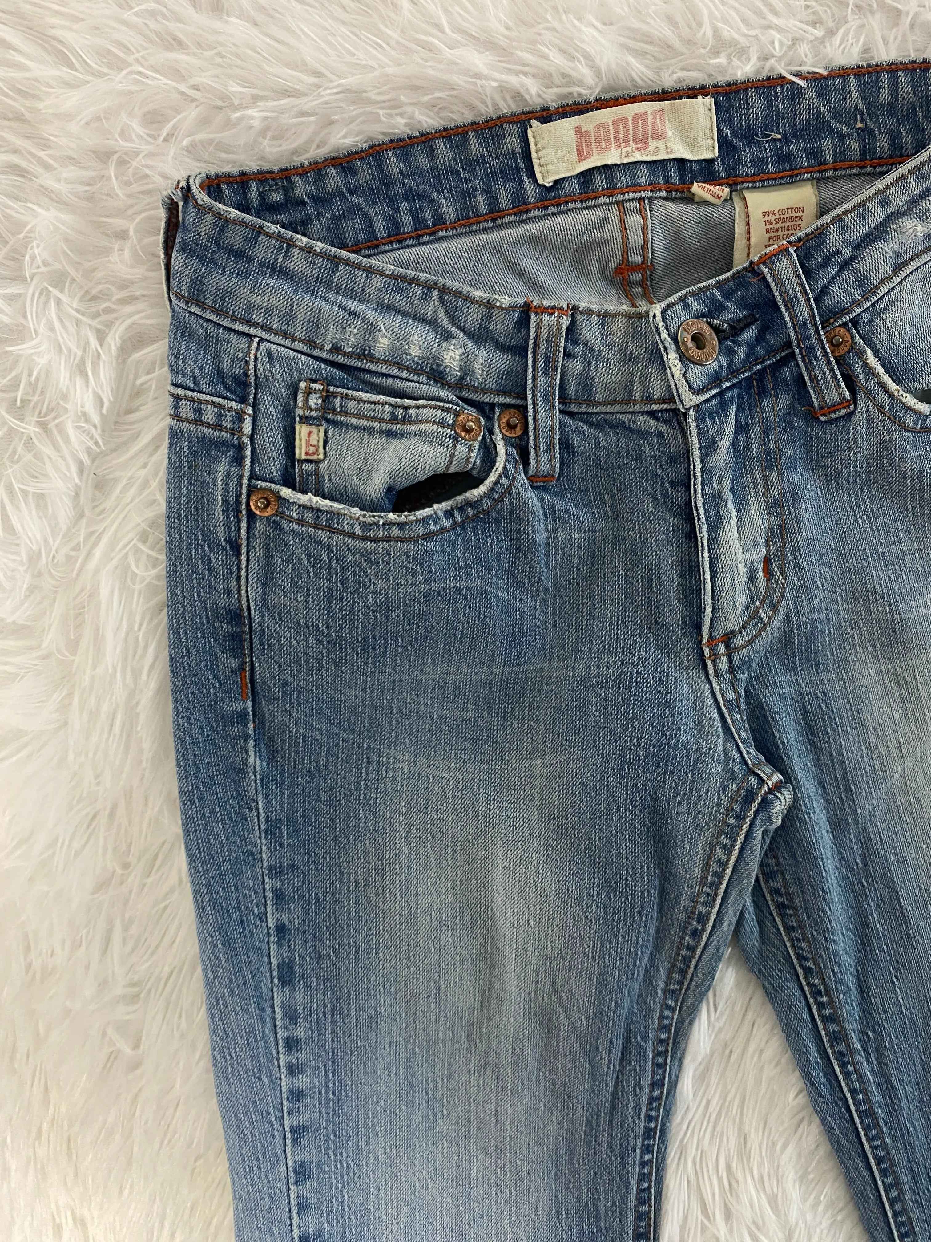 Bongo Embroidered Y2K Flared Denim Jeans (Grösse-XS)