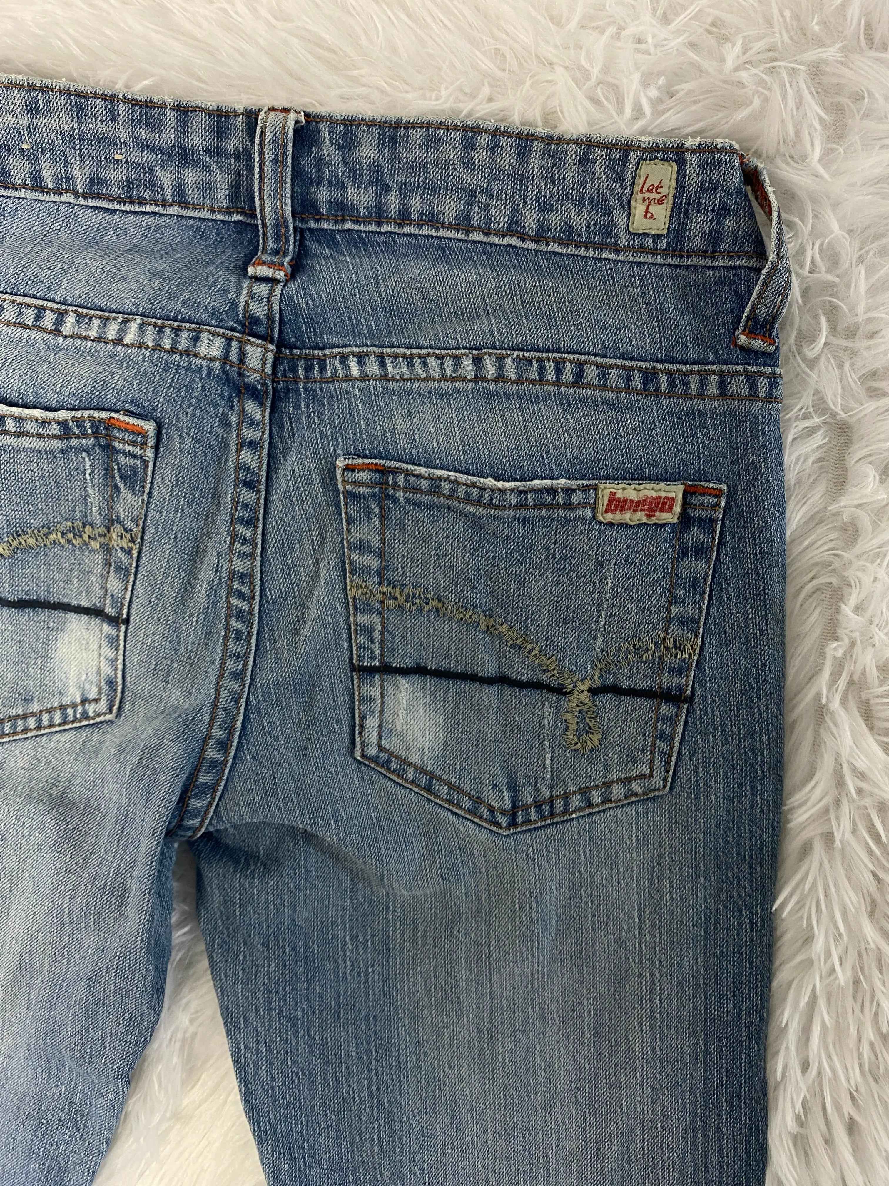 Bongo Embroidered Y2K Flared Denim Jeans (Grösse-XS)