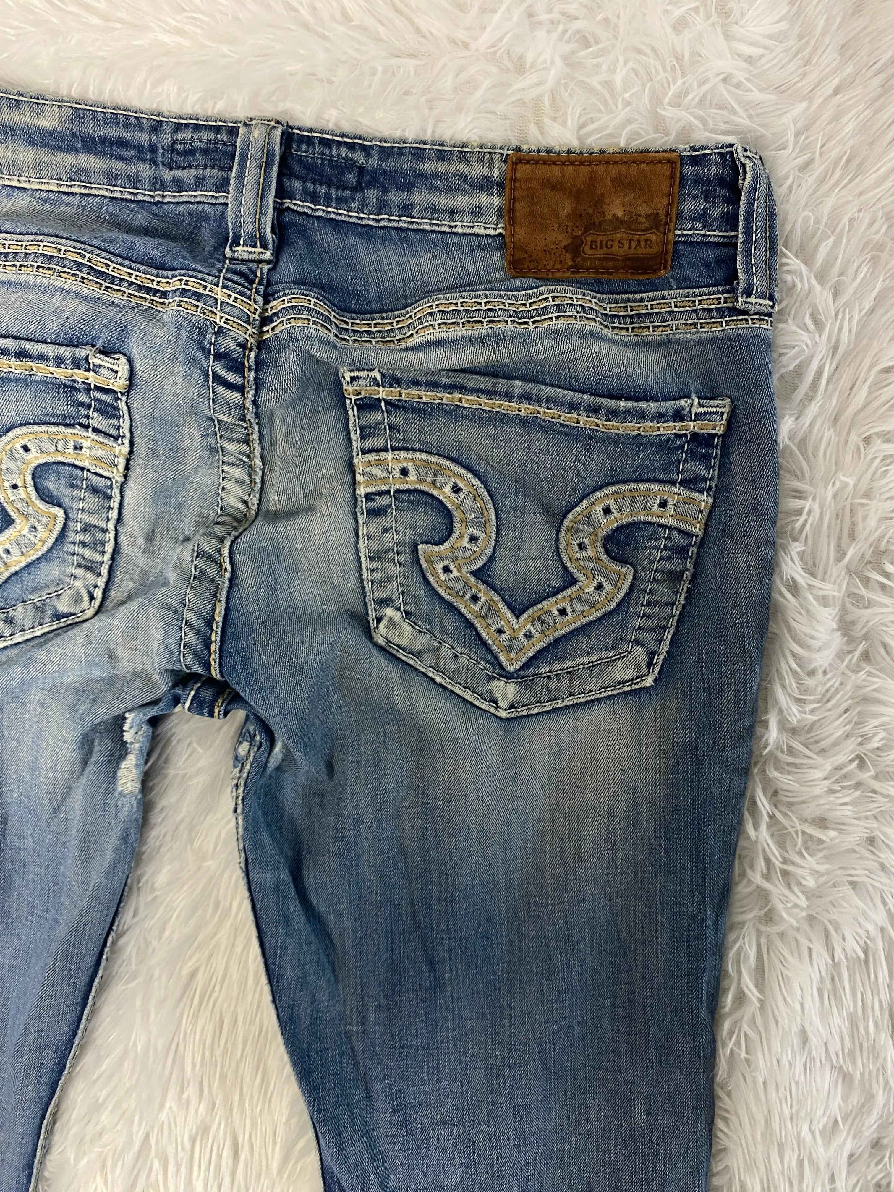 Big Star Embroidered Y2K Flared Denim Jeans (Grösse-L)