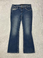 Twentyone black Embroidered Y2K Flared Denim Jeans (Grösse-L)