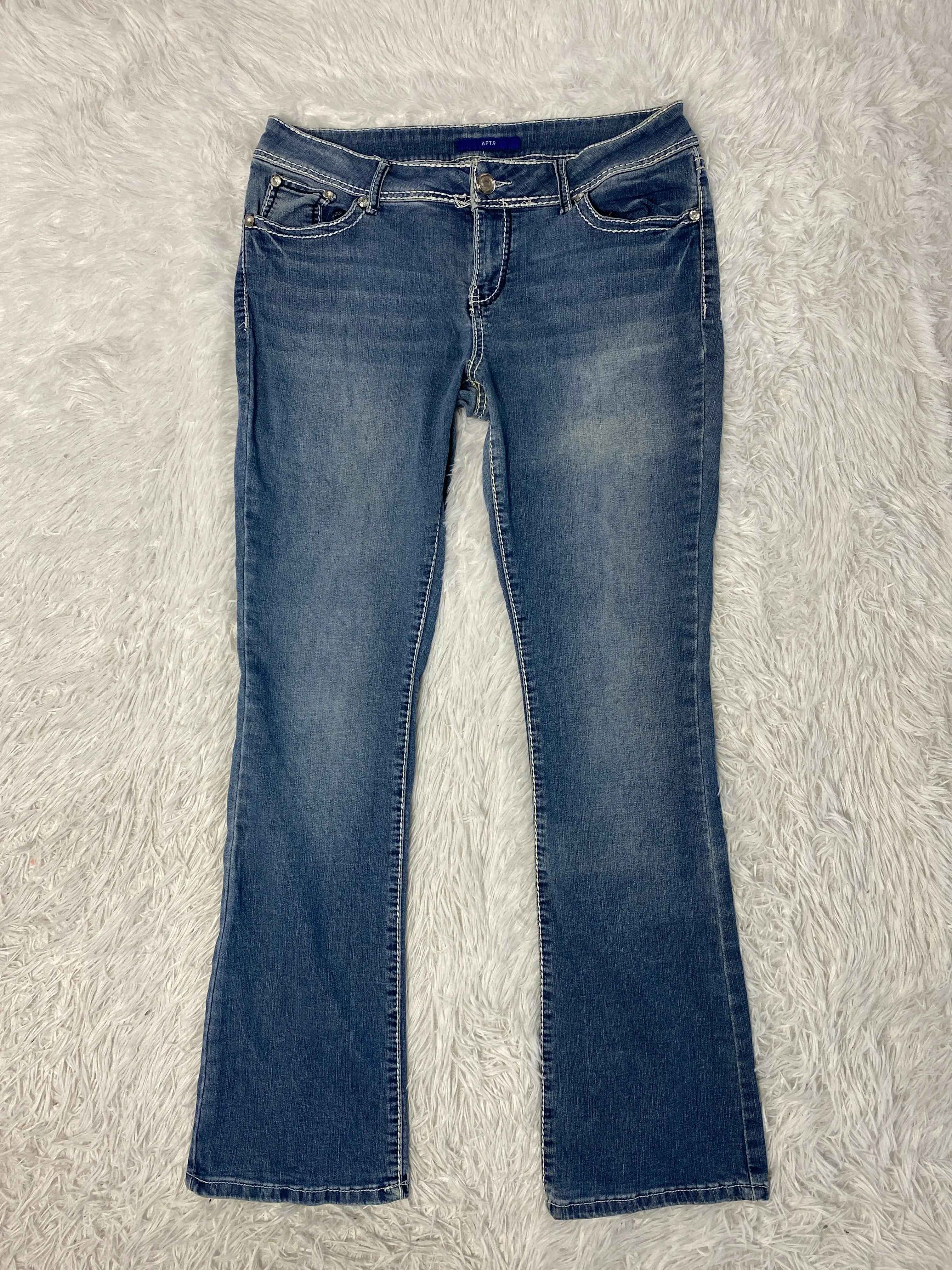 Embroidered Y2K Flared Denim Jeans (Grösse-L)