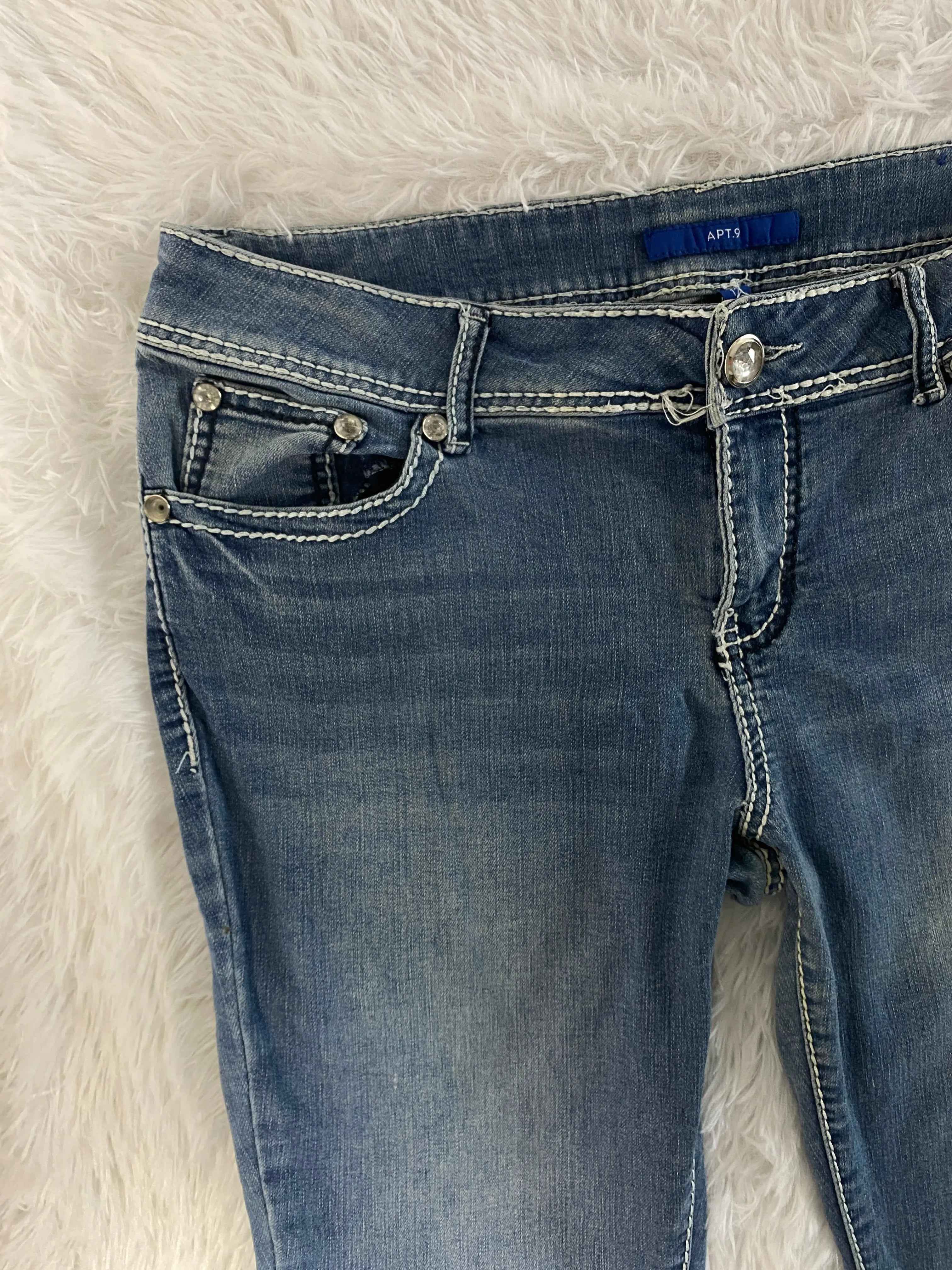 Embroidered Y2K Flared Denim Jeans (Grösse-L)