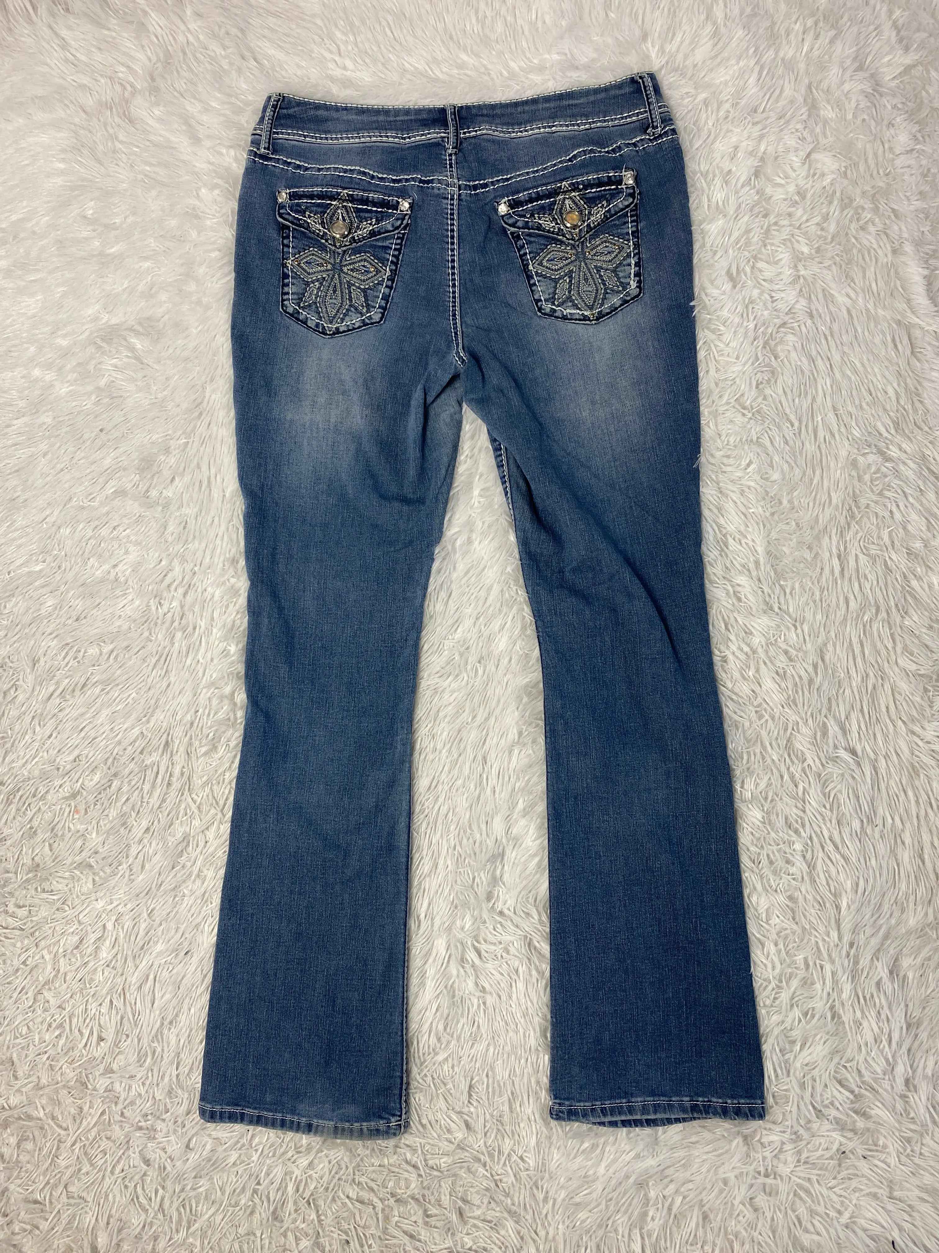 Embroidered Y2K Flared Denim Jeans (Grösse-L)