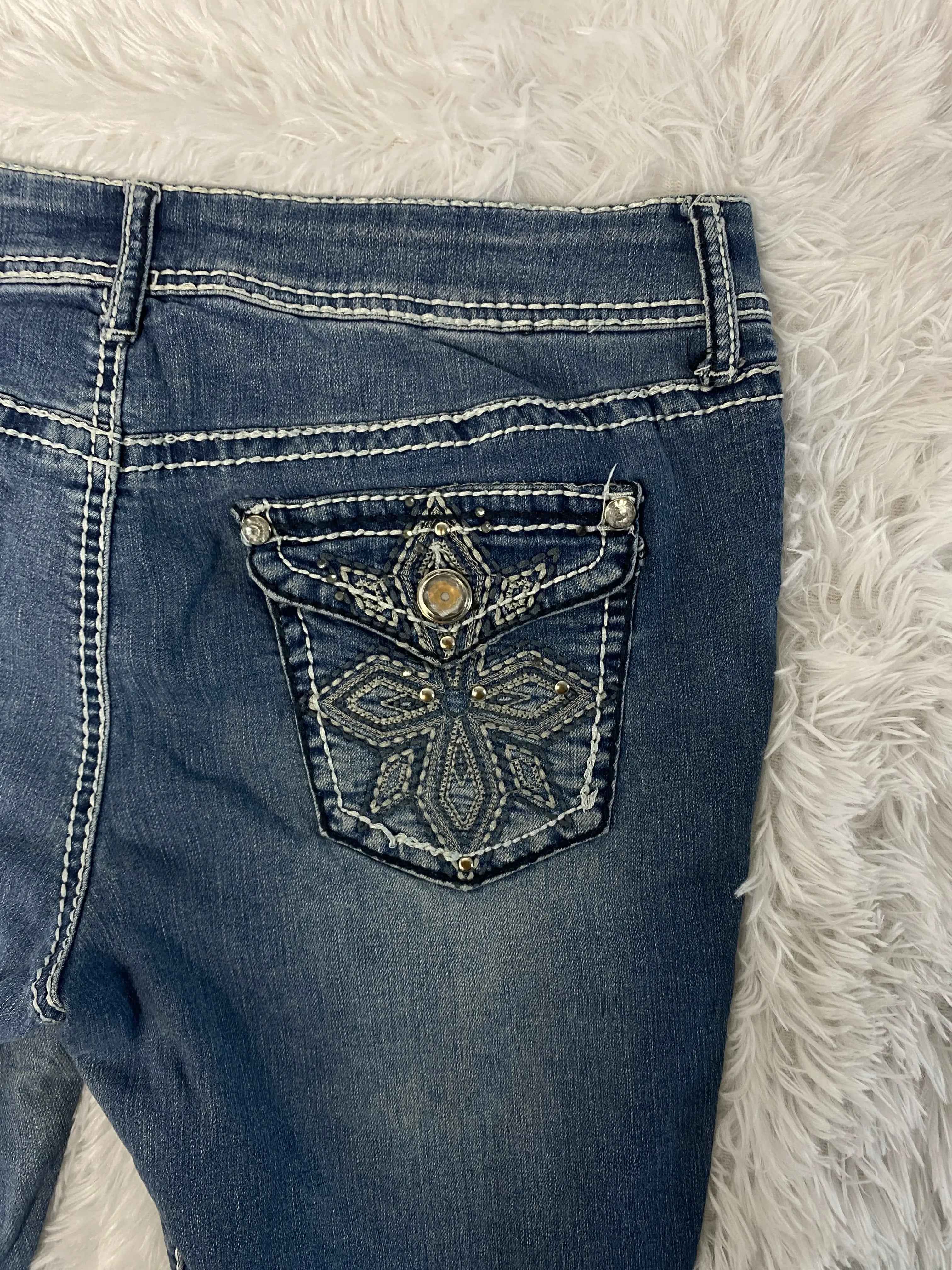 Embroidered Y2K Flared Denim Jeans (Grösse-L)