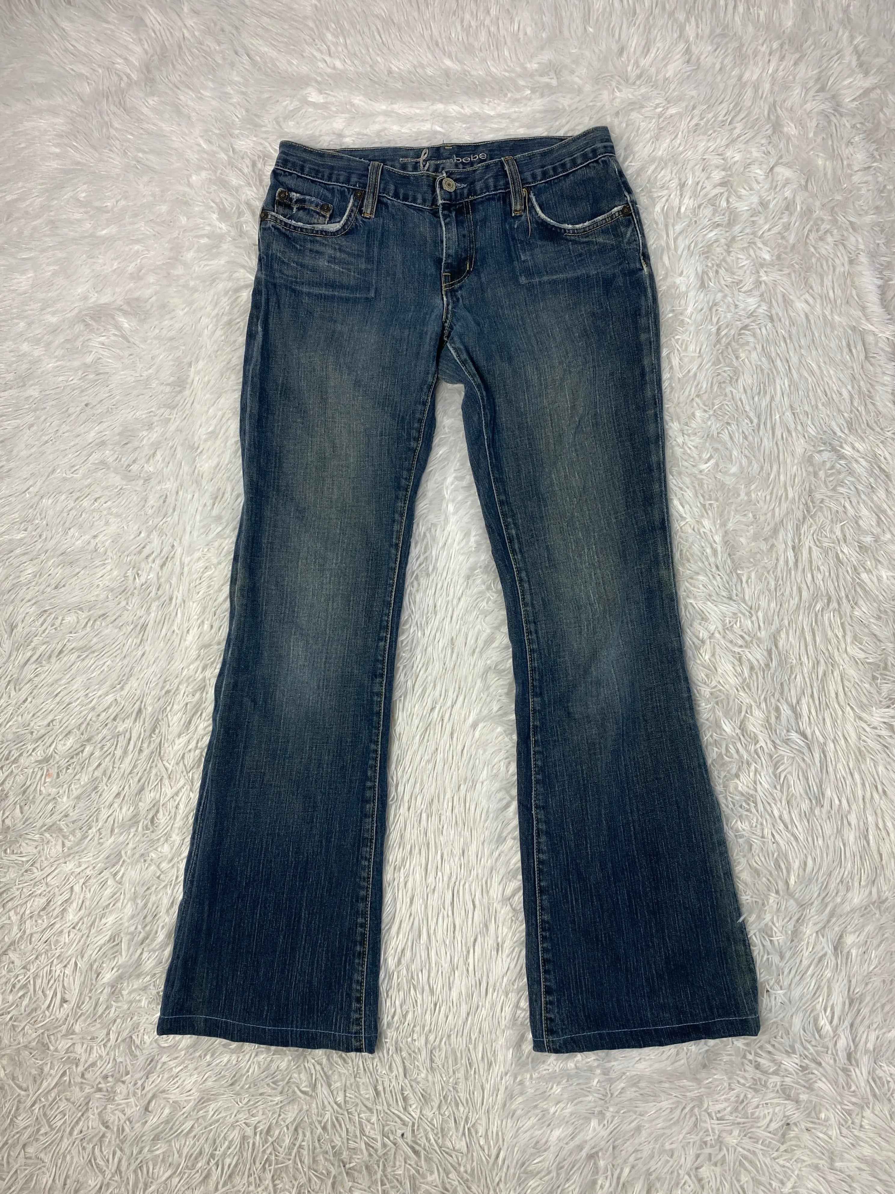 Bebe Embroidered Y2K Flared Denim Jeans (Grösse-S)