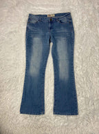 L.e.i Embroidered Y2K Flared Denim Jeans (Grösse-M)