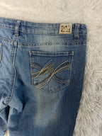 L.e.i Embroidered Y2K Flared Denim Jeans (Grösse-M)