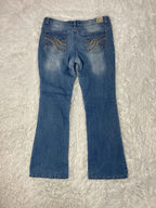 L.e.i Embroidered Y2K Flared Denim Jeans (Grösse-M)