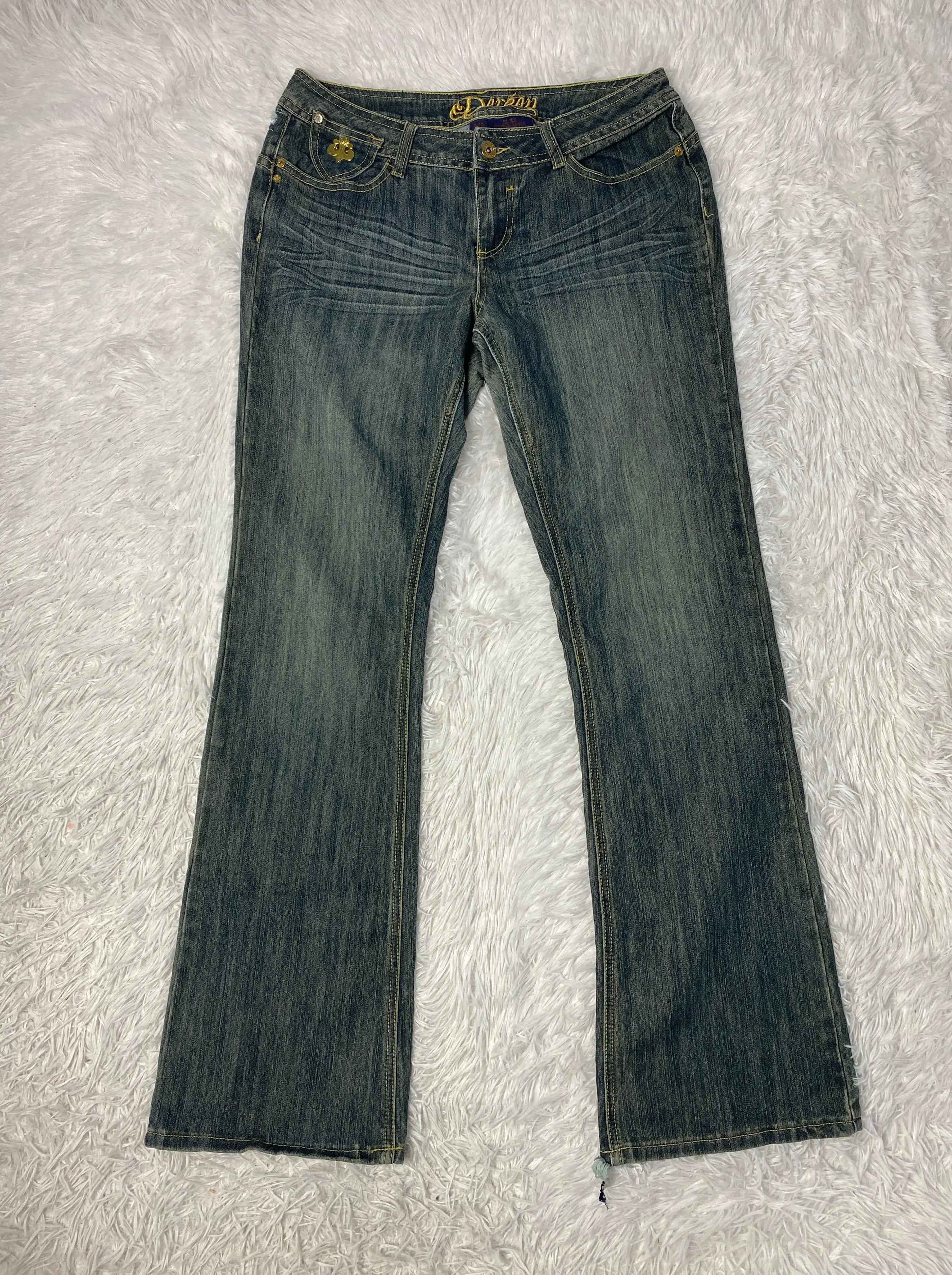 Embroidered Y2K Flared Denim Jeans (Grösse-L)