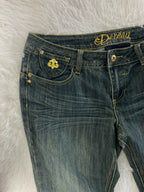 Embroidered Y2K Flared Denim Jeans (Grösse-L)