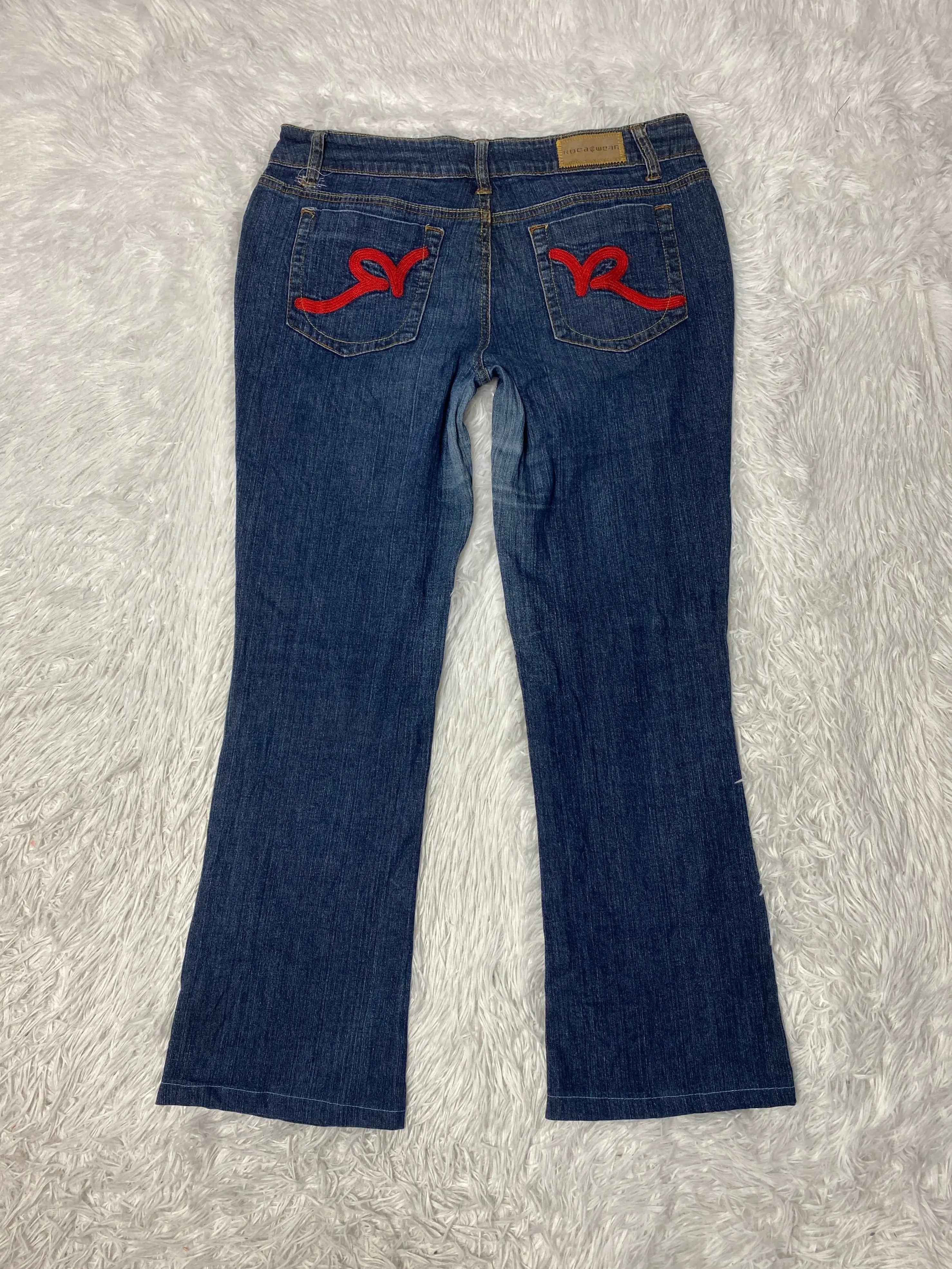 Rocawear Embroidered Y2K Flared Denim Jeans (Grösse-L)