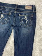 BKE Embroidered Y2K Flared Denim Jeans (Grösse-M)