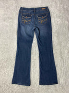 L.e.i Embroidered Y2K Flared Denim Jeans (Grösse-L)