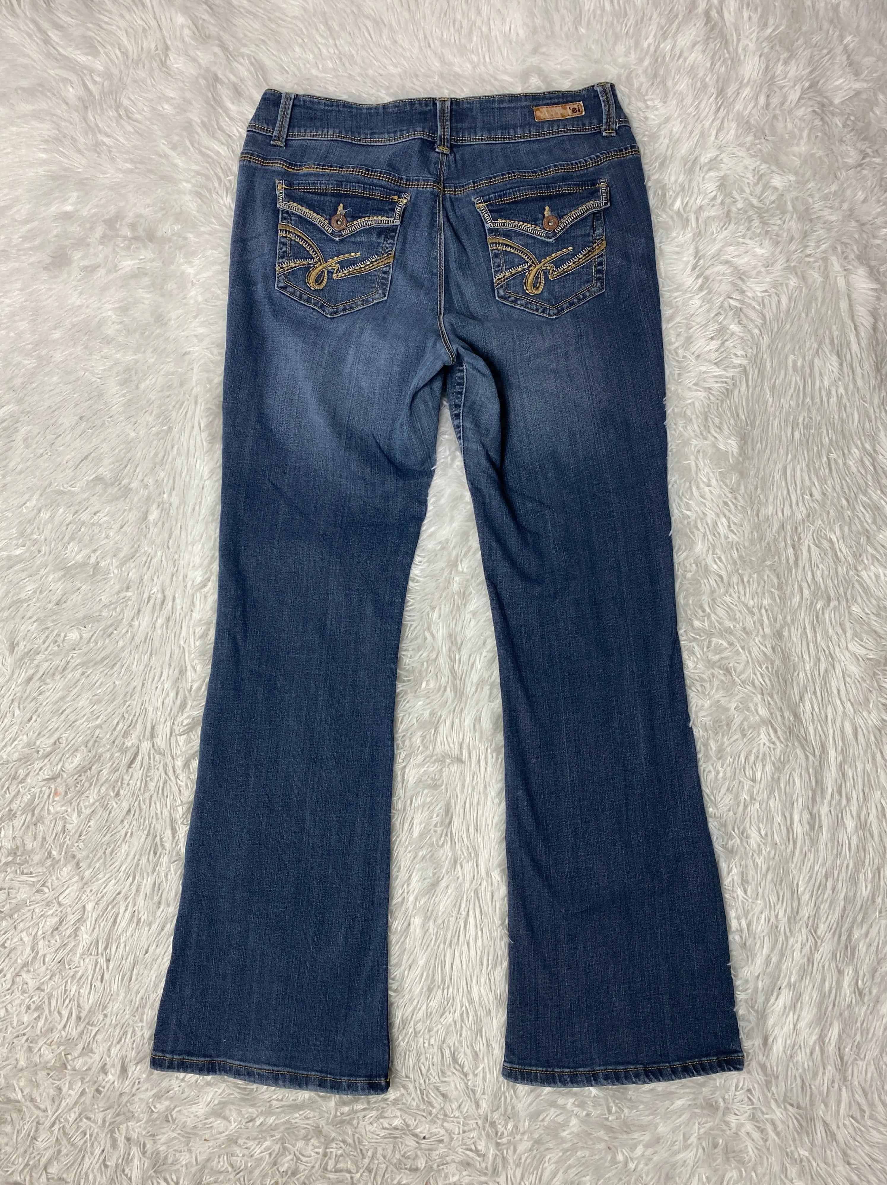 L.e.i Embroidered Y2K Flared Denim Jeans (Grösse-L)