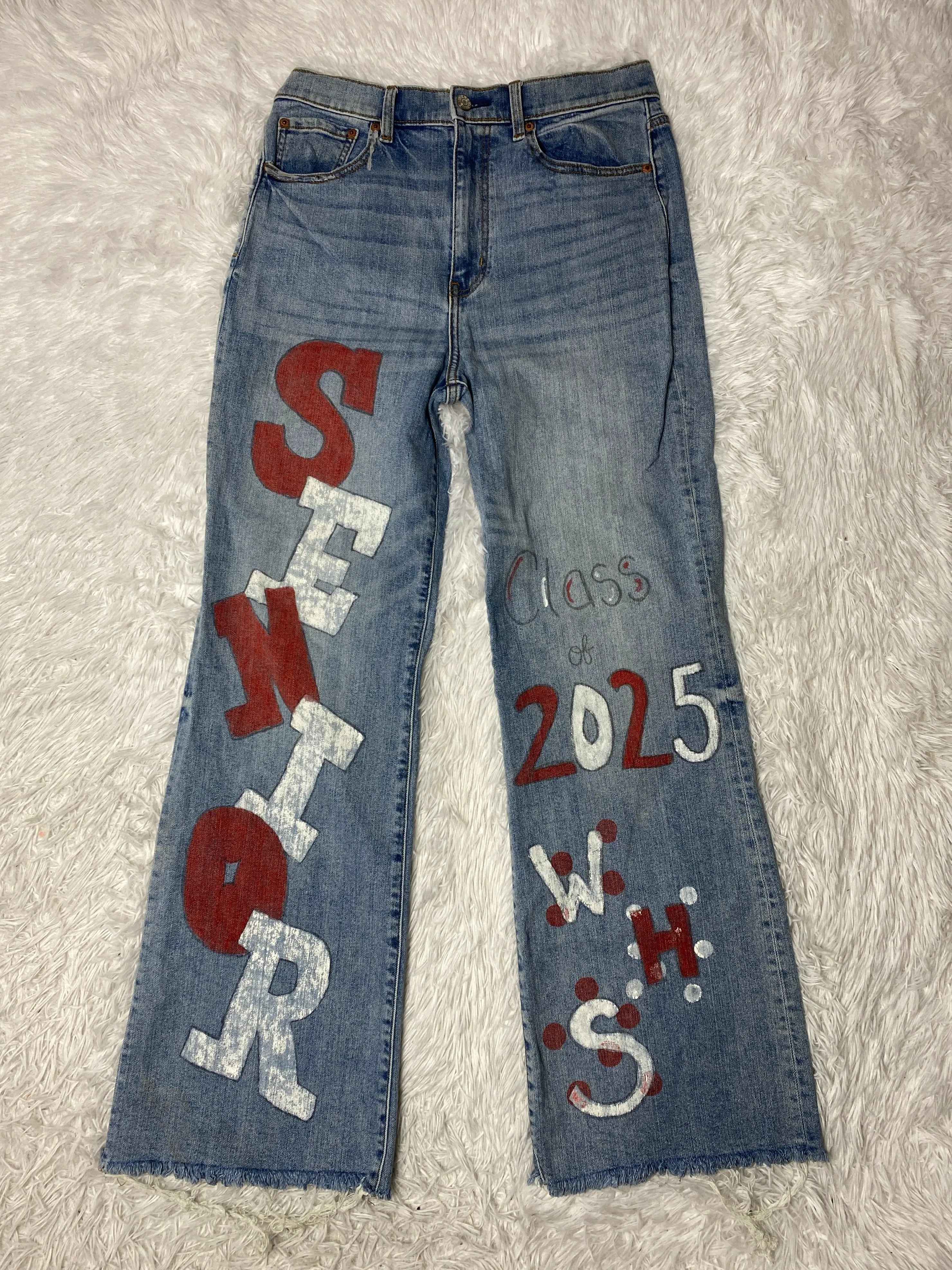 Petrol Embroidered Y2K Flared Denim Jeans (Grösse-S)