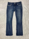 Daytrip Embroidered Y2K Flared Denim Jeans (Grösse-XL)