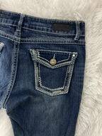 Daytrip Embroidered Y2K Flared Denim Jeans (Grösse-XL)