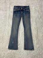 Grace  Embroidered Y2K Flared Denim Jeans (Grösse-M)