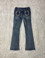 Grace  Embroidered Y2K Flared Denim Jeans (Grösse-M)