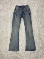 Grace Embroidered Y2K Flared Denim Jeans (Grösse-XXXS)