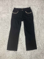 L&S Embroidered Y2K Flared Denim Jeans (Grösse-XS)