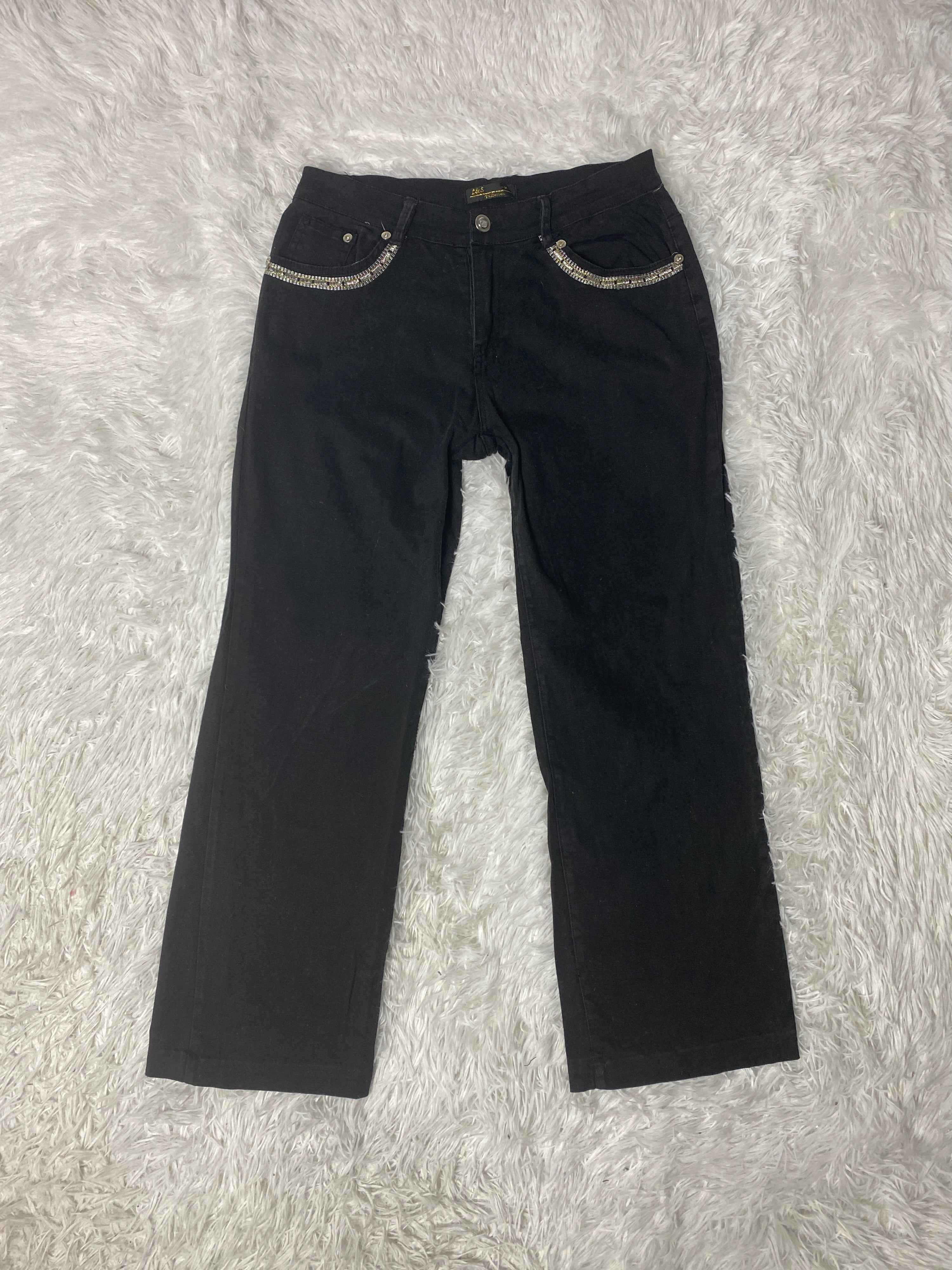 L&S Embroidered Y2K Flared Denim Jeans (Grösse-XS)