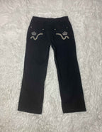 L&S Embroidered Y2K Flared Denim Jeans (Grösse-XS)