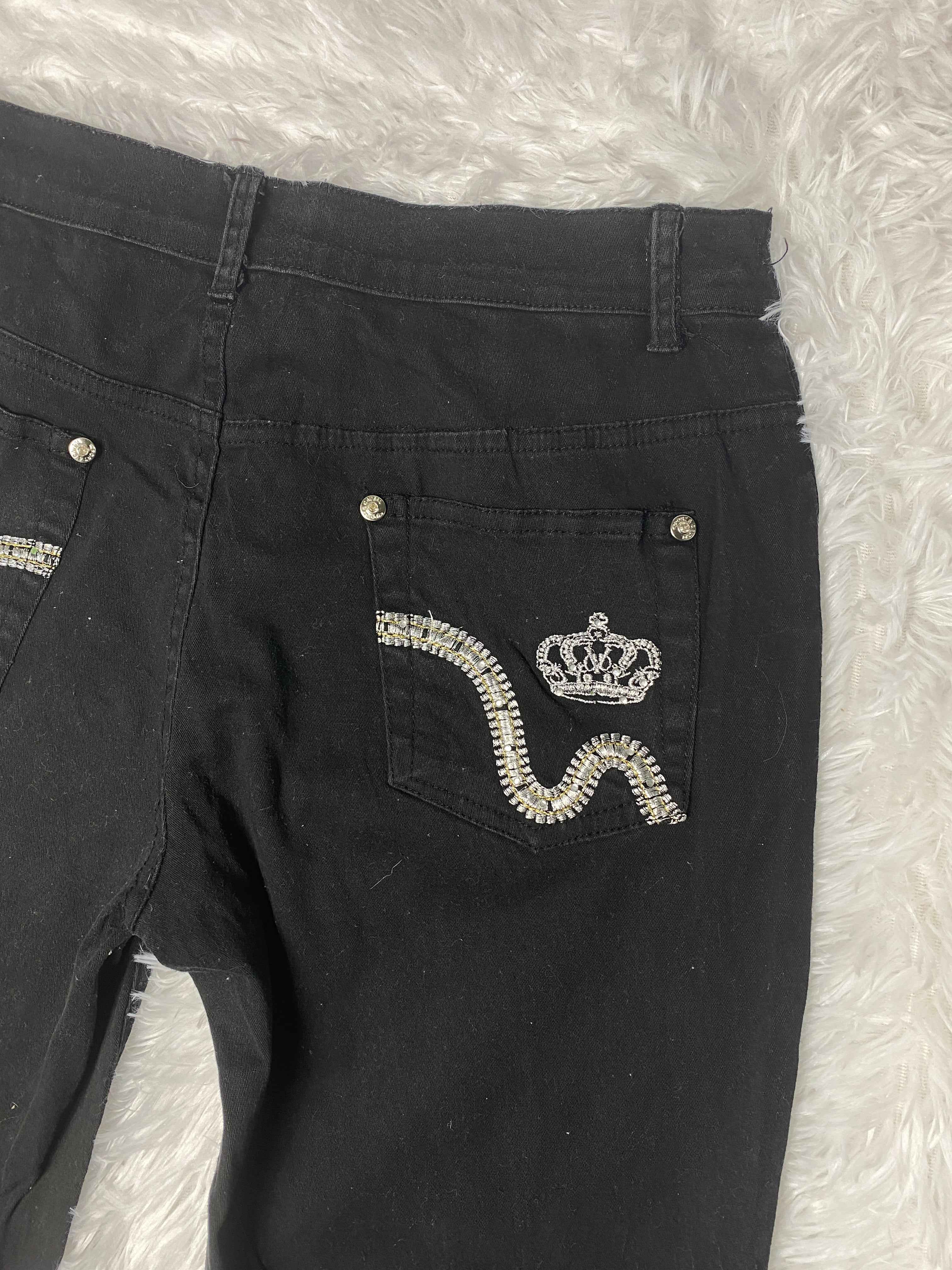 L&S Embroidered Y2K Flared Denim Jeans (Grösse-XS)
